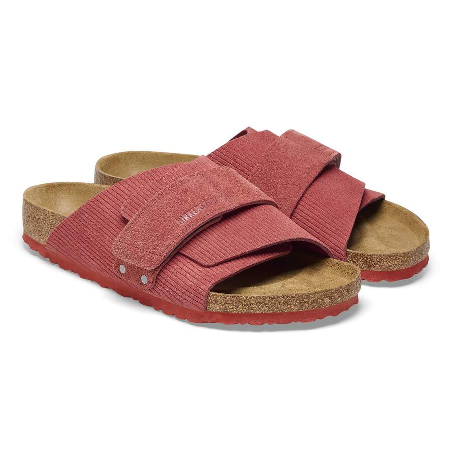 Kyoto Suede Leather Embossed - Corduroy Sienna Red