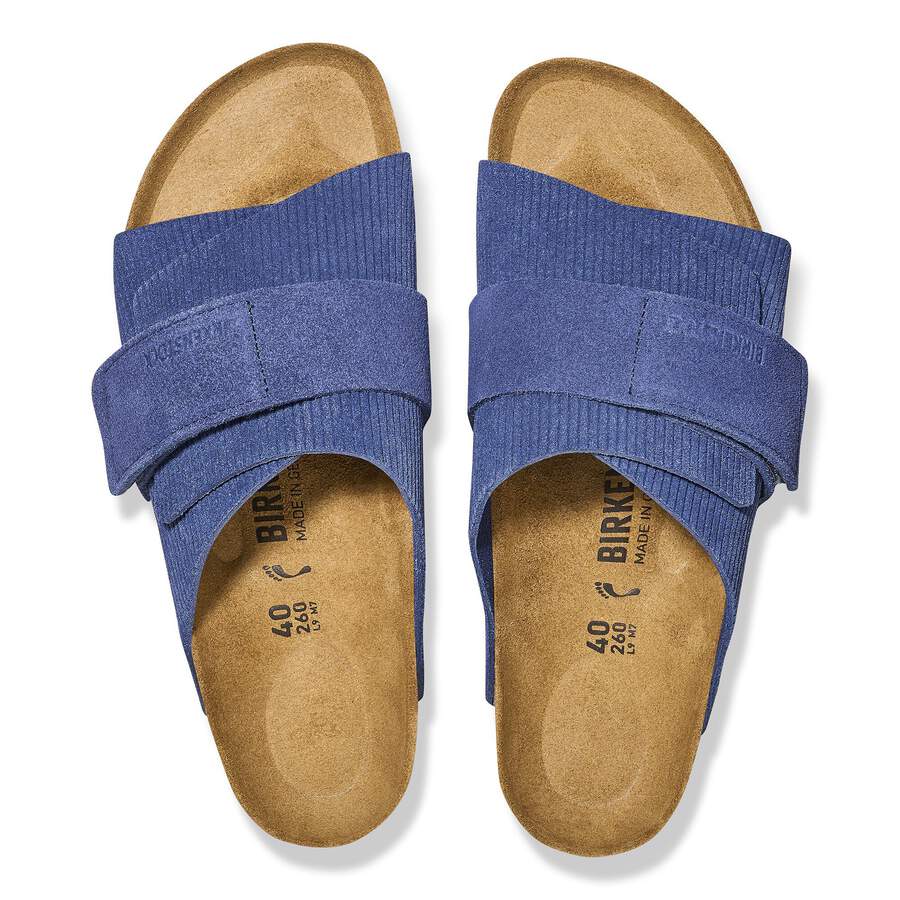 Kyoto Suede Leather Embossed - Corduroy Indigo