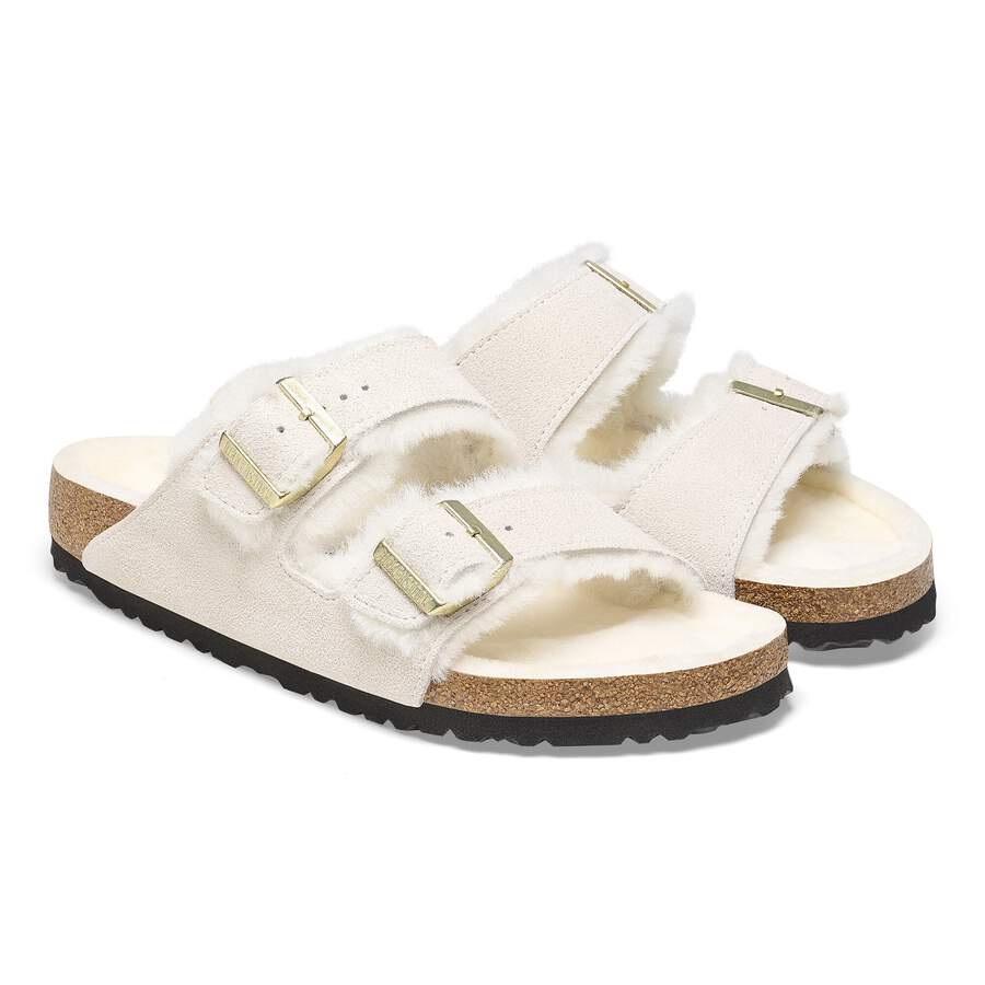 Arizona Shearling Suede Leather/Fur - Antique White
