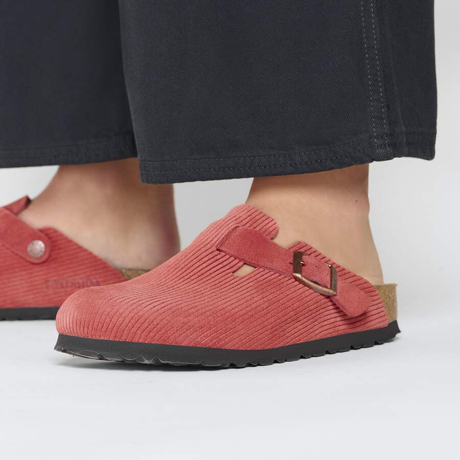 Boston Suede Leather Embossed - Corduroy Sienna Red