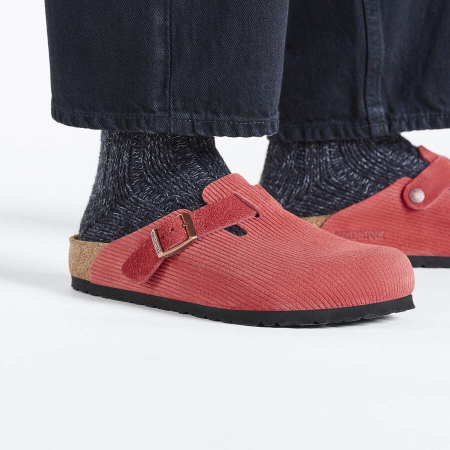 Boston Suede Leather Embossed - Corduroy Sienna Red