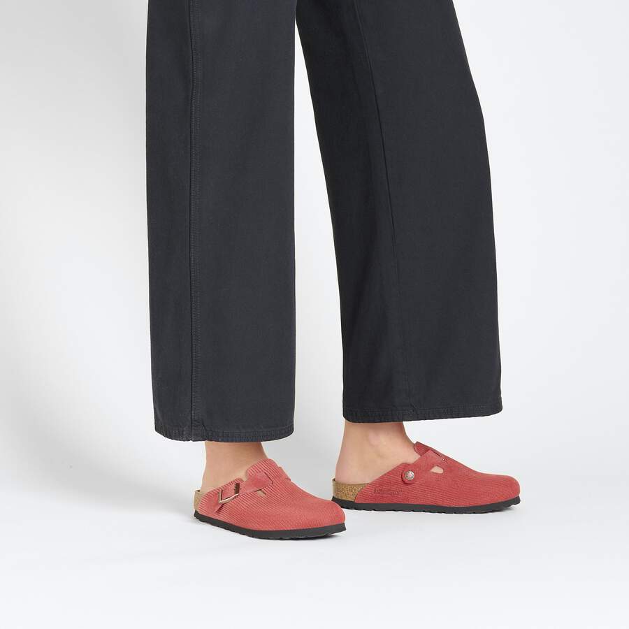 Boston Suede Leather Embossed - Corduroy Sienna Red