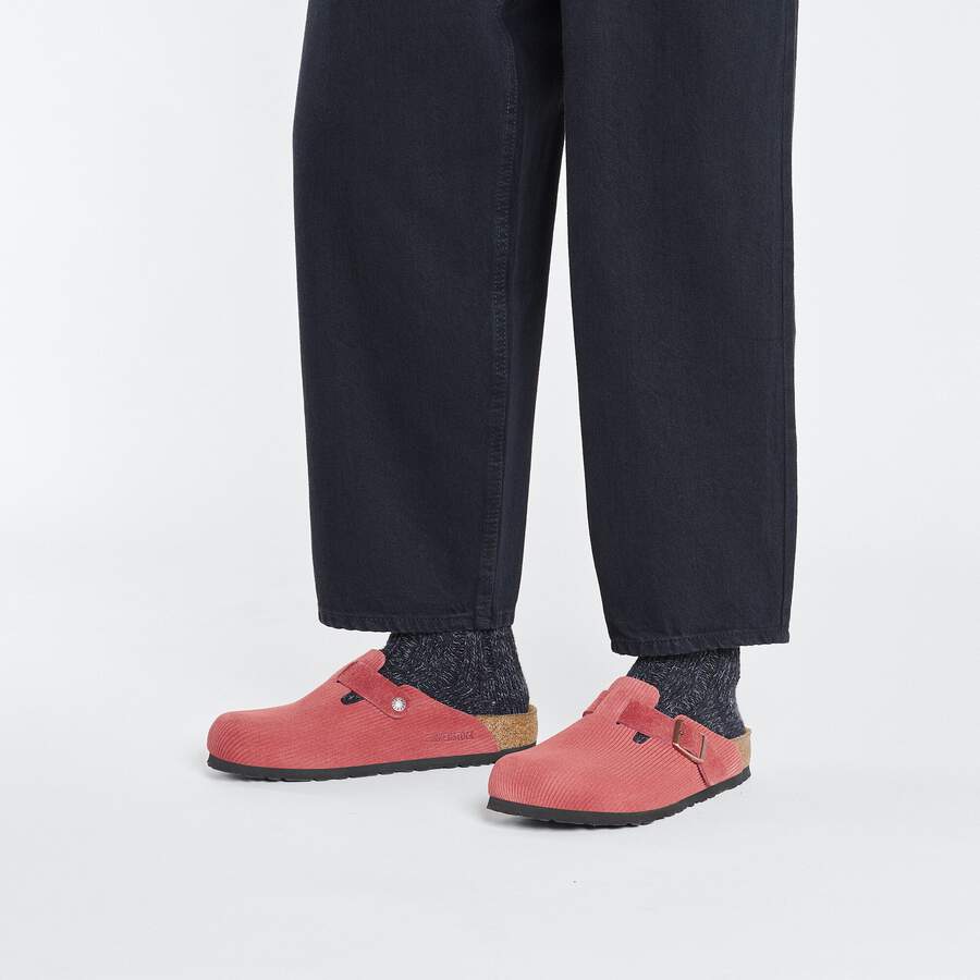 Boston Suede Leather Embossed - Corduroy Sienna Red