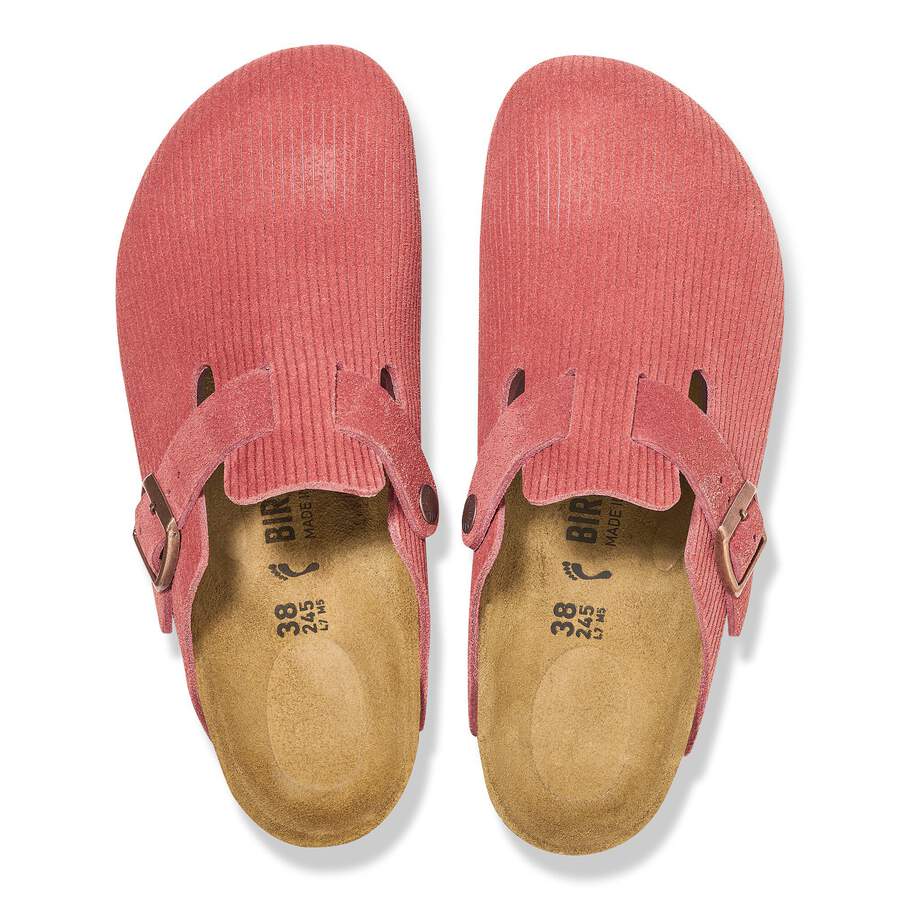 Boston Suede Leather Embossed - Corduroy Sienna Red