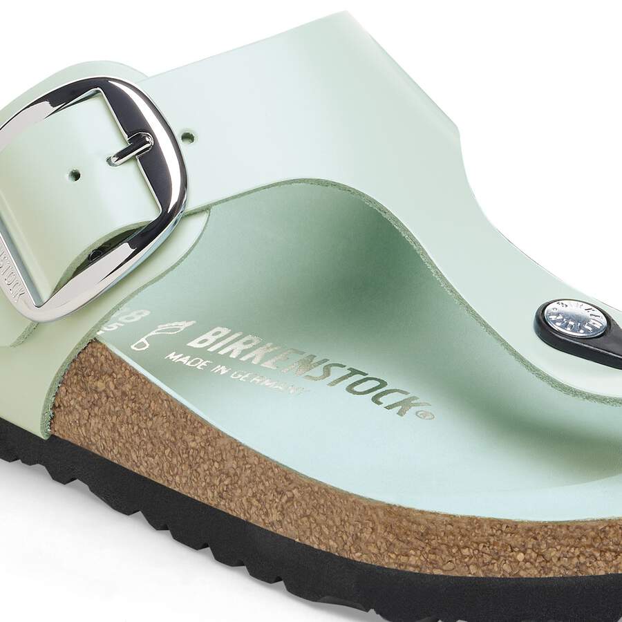 Gizeh Big Buckle Natural Leather Patent - High Shine Surf Green