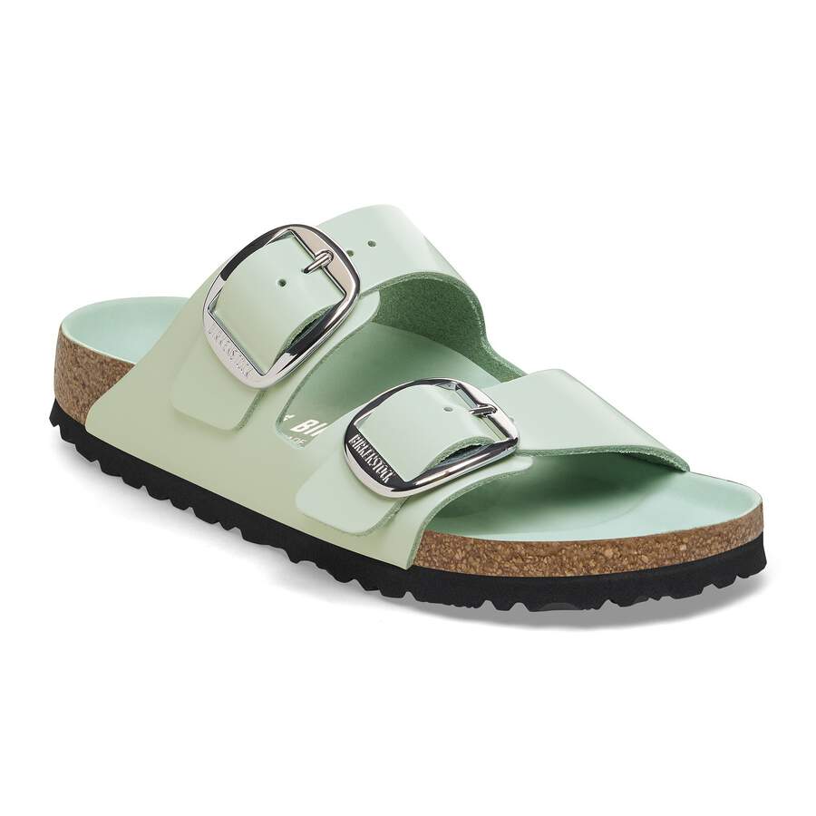 Arizona Big Buckle Natural Leather Patent - High Shine Surf Green