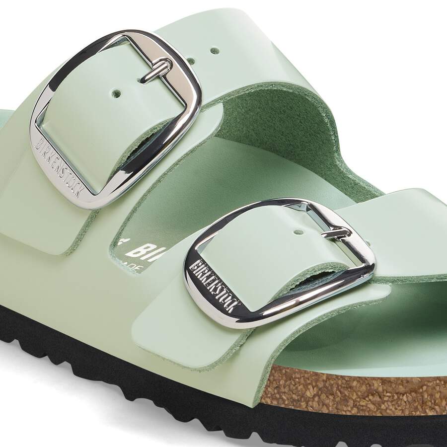 Arizona Big Buckle Natural Leather Patent - High Shine Surf Green