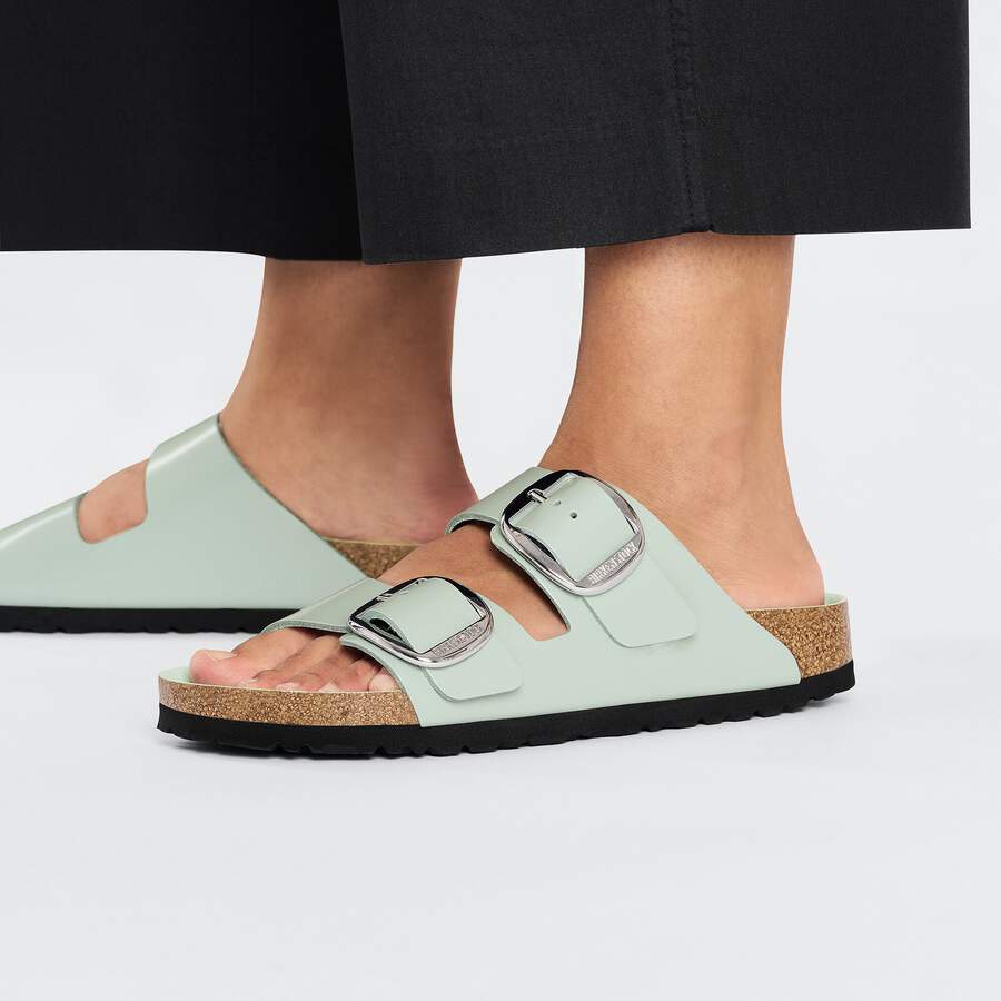 Arizona Big Buckle Natural Leather Patent - High Shine Surf Green
