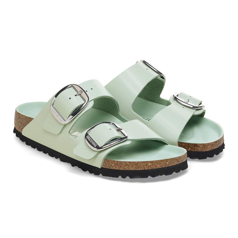 Arizona Big Buckle Natural Leather Patent - High Shine Surf Green