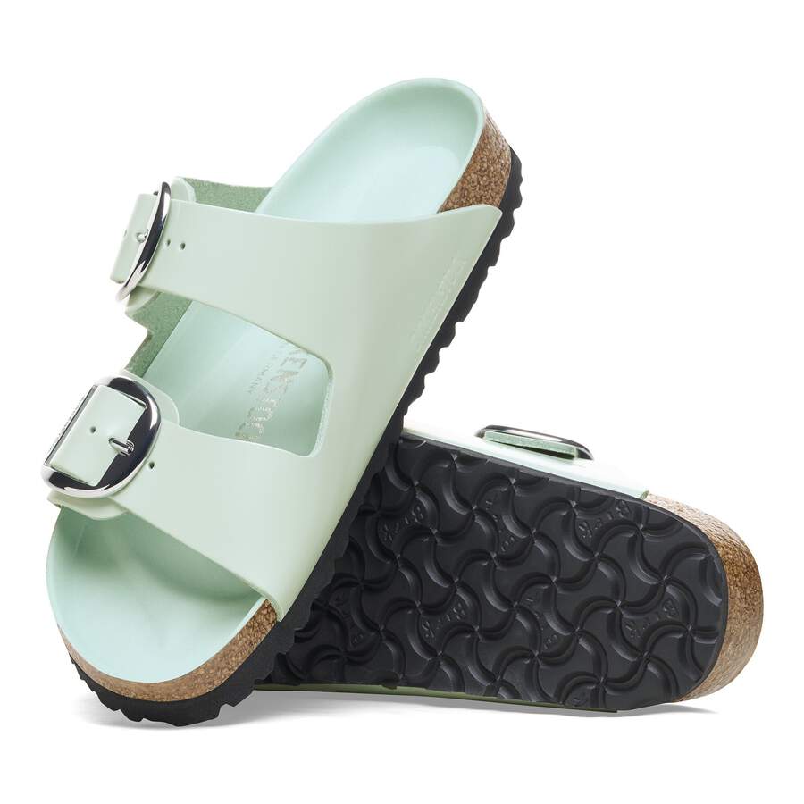 Arizona Big Buckle Natural Leather Patent - High Shine Surf Green