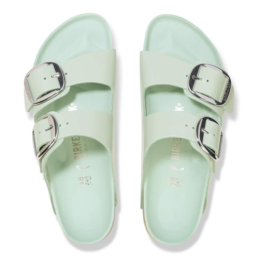 Arizona Big Buckle Natural Leather Patent - High Shine Surf Green