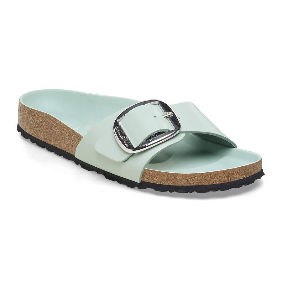 Madrid Big Buckle Natural Leather Patent - High-Shine Surf Green