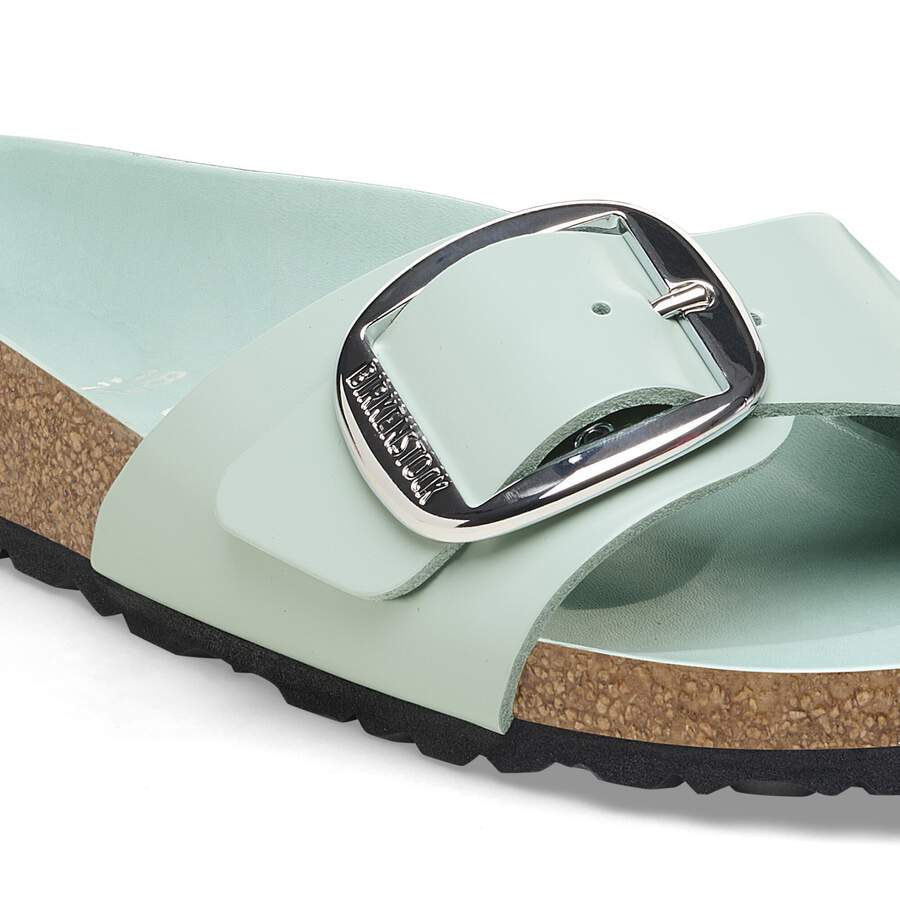 Madrid Big Buckle Natural Leather Patent - High-Shine Surf Green