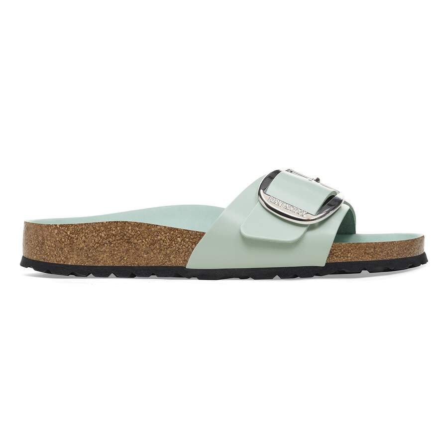 Madrid Big Buckle Natural Leather Patent - High-Shine Surf Green