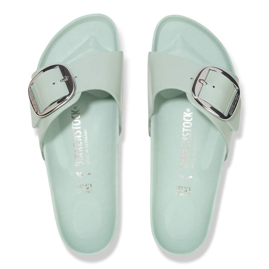 Madrid Big Buckle Natural Leather Patent - High-Shine Surf Green
