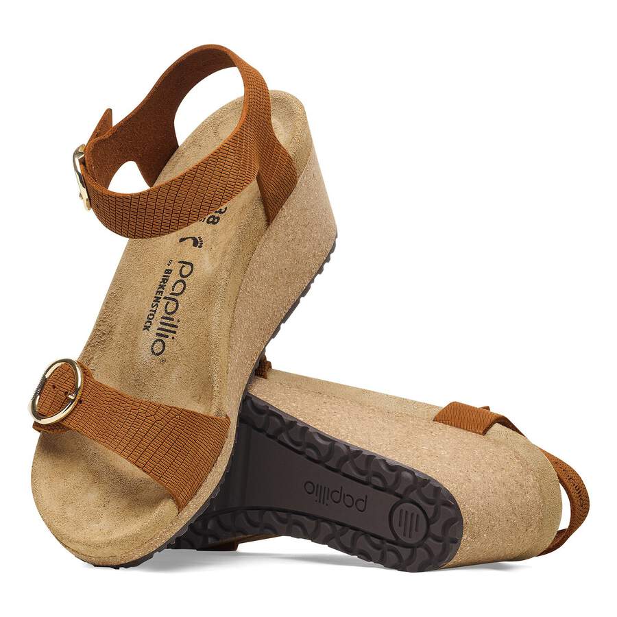 Soley Ring-Buckle Nubuck Leather Embossed - Burnt Orange