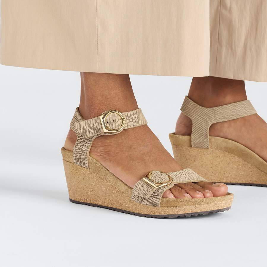 Soley Ring-Buckle Nubuck Leather Embossed - Sandcastle