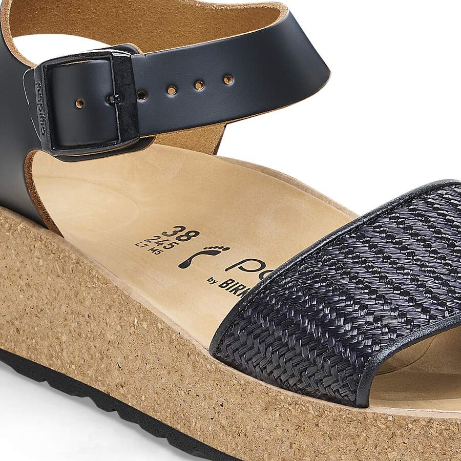 Glenda Raffia Natural Leather/Synthetics - Black