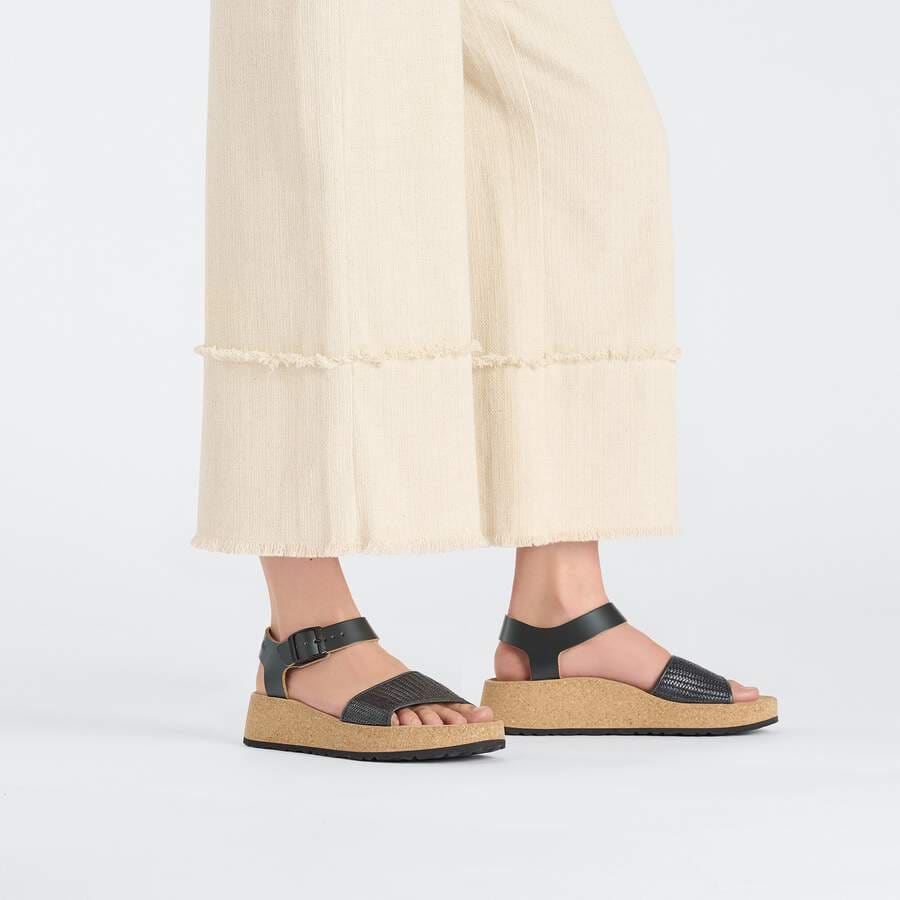 Glenda Raffia Natural Leather/Synthetics - Black