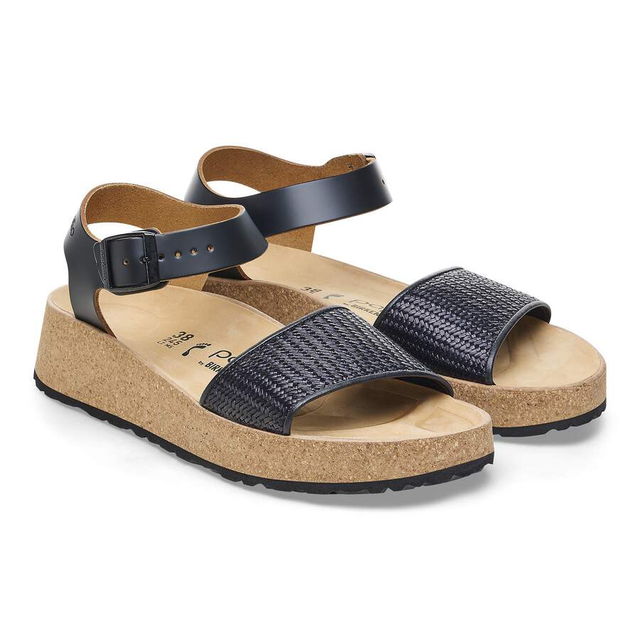 Glenda Raffia Natural Leather/Synthetics - Black