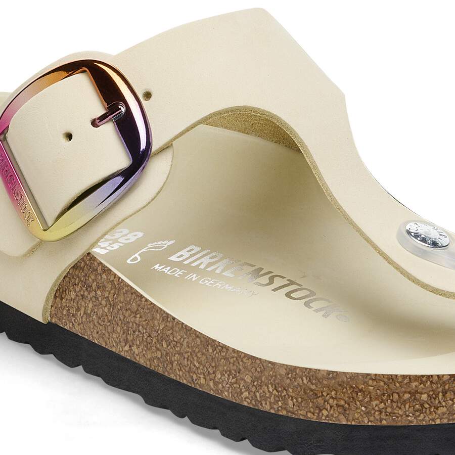 Gizeh Big Buckle Natural Leather Nubuck - Ecru