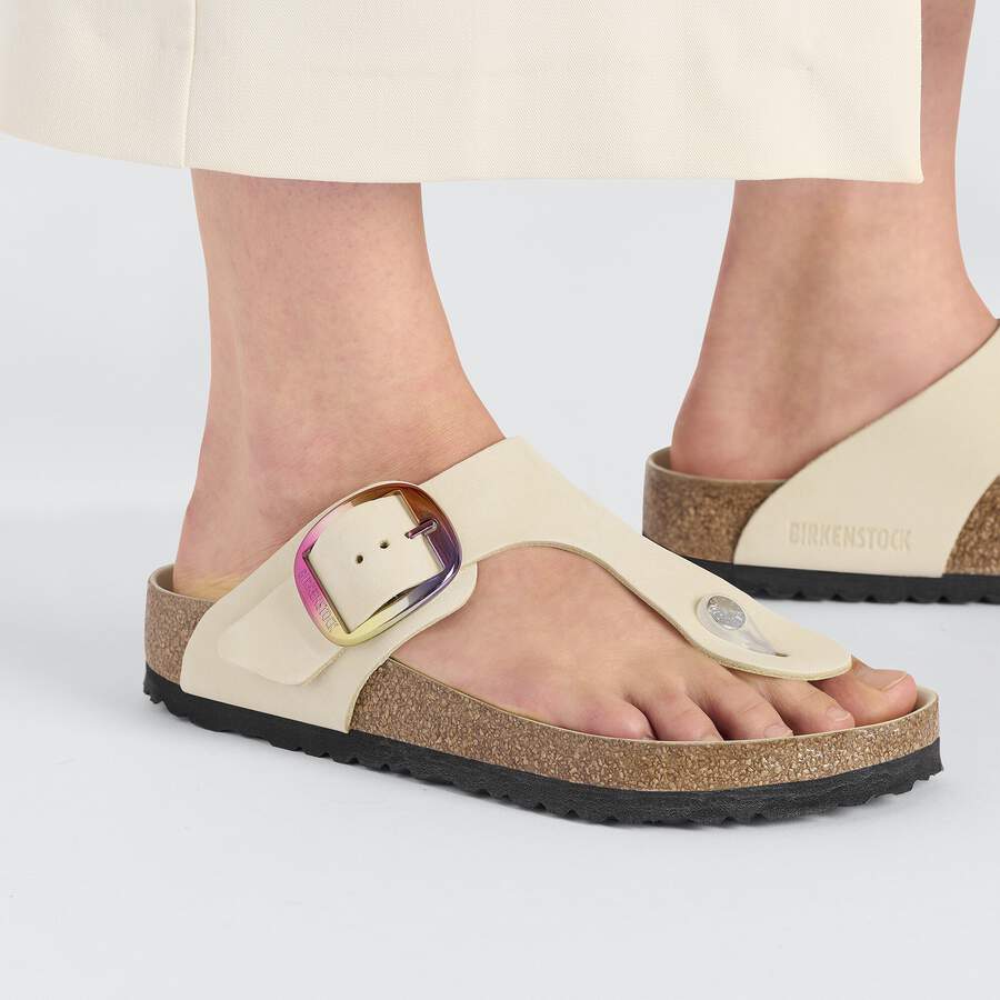 Gizeh Big Buckle Natural Leather Nubuck - Ecru