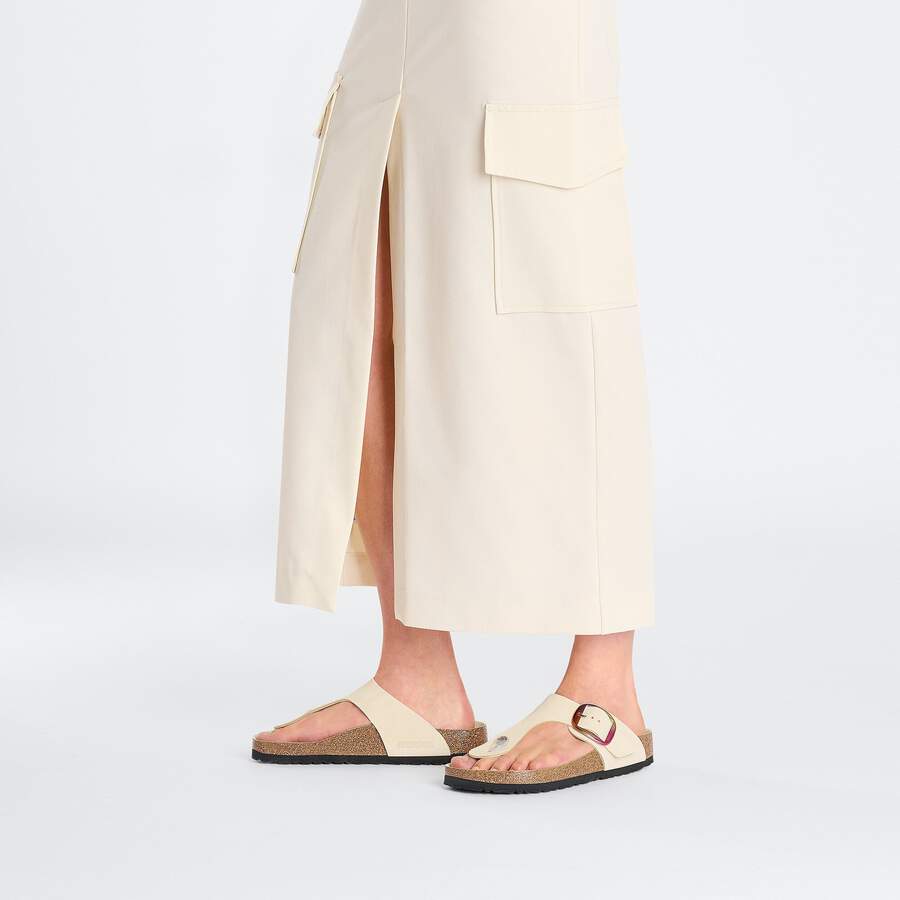Gizeh Big Buckle Natural Leather Nubuck - Ecru