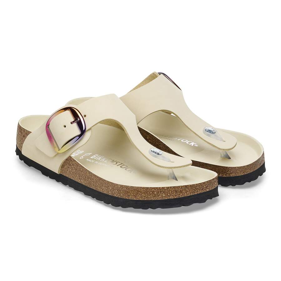 Gizeh Big Buckle Natural Leather Nubuck - Ecru