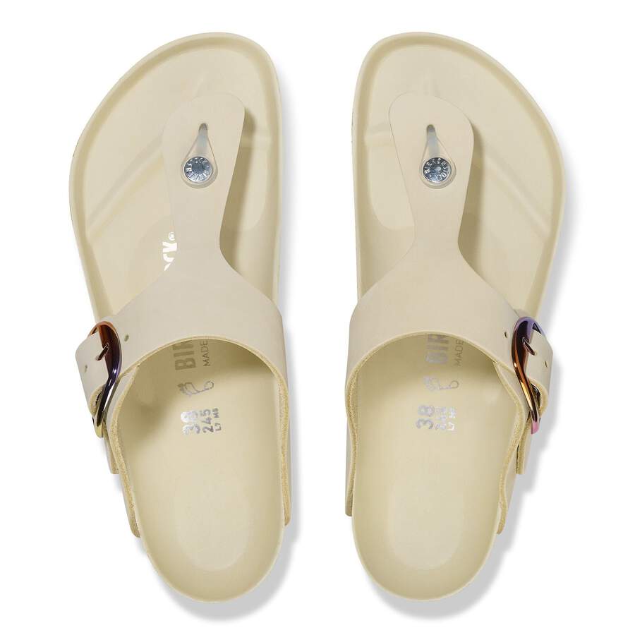 Gizeh Big Buckle Natural Leather Nubuck - Ecru