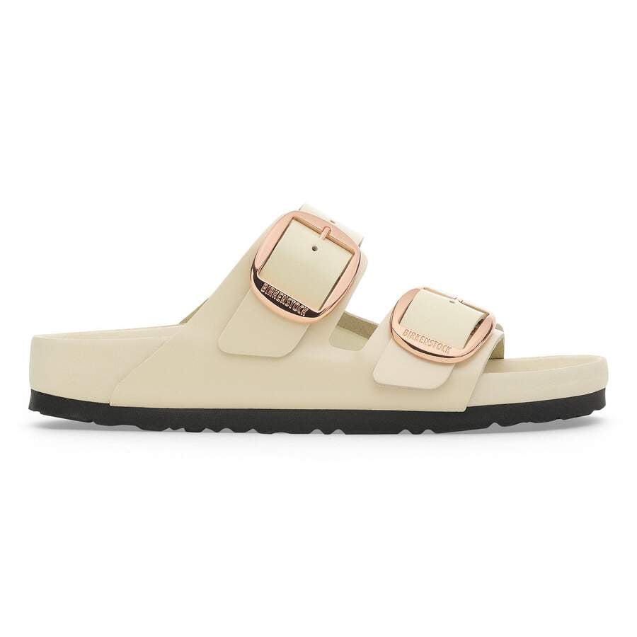 Arizona Big Buckle Natural Leather Patent - High Shine Ecru