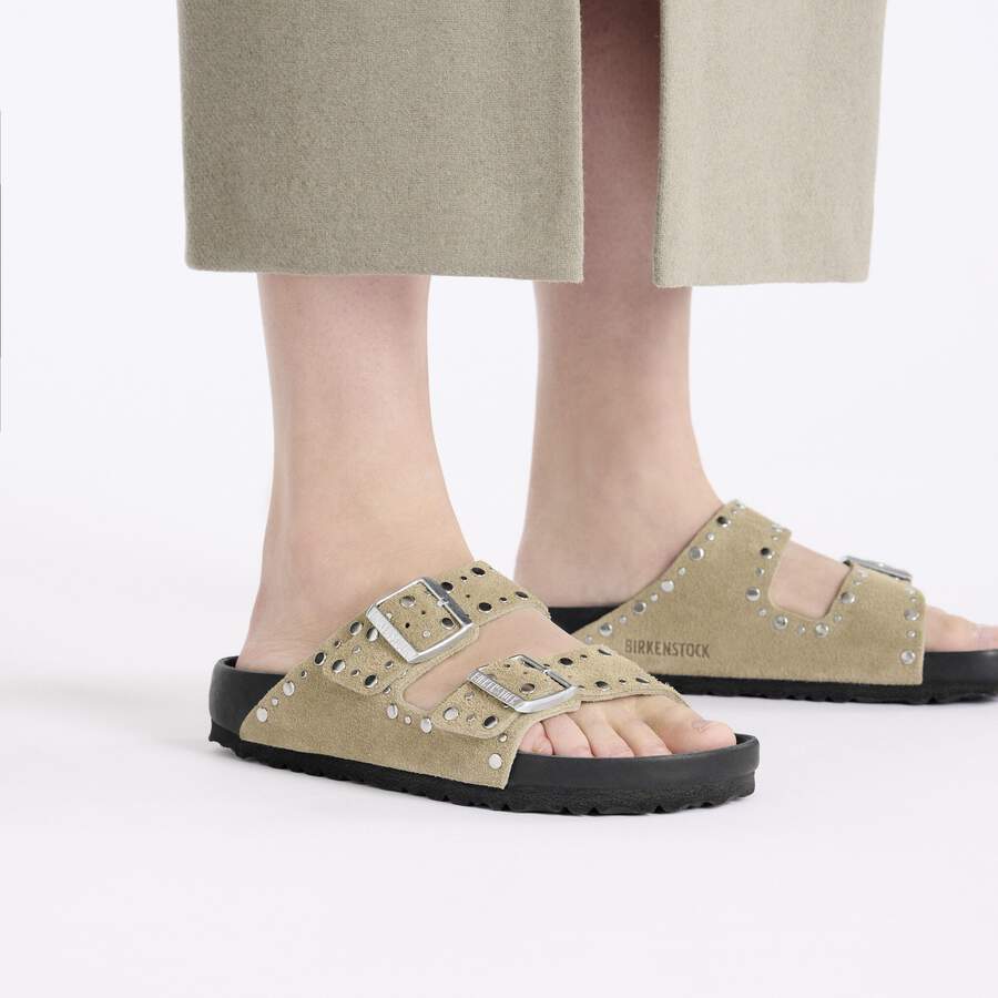 Arizona Rivet Suede Leather - Taupe