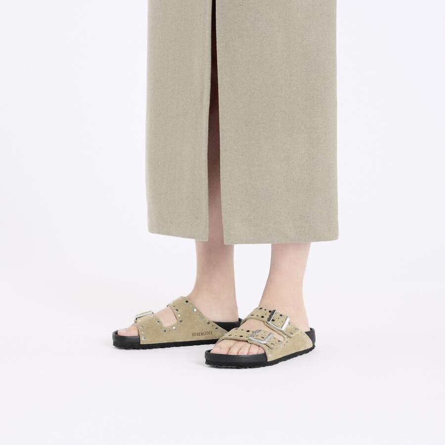 Arizona Rivet Suede Leather - Taupe