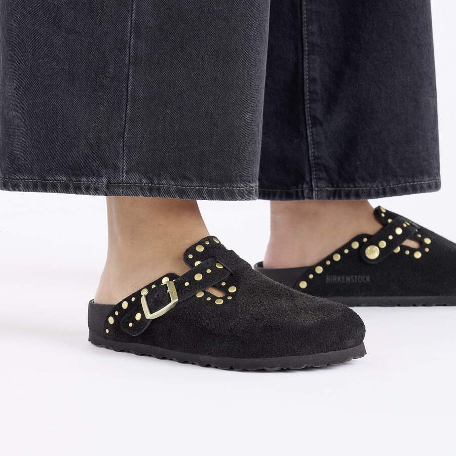 Boston Rivet Suede Leather - Black