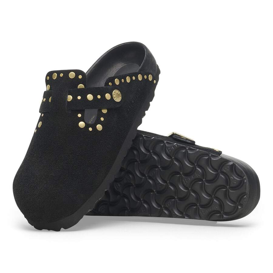 Boston Rivet Suede Leather - Black