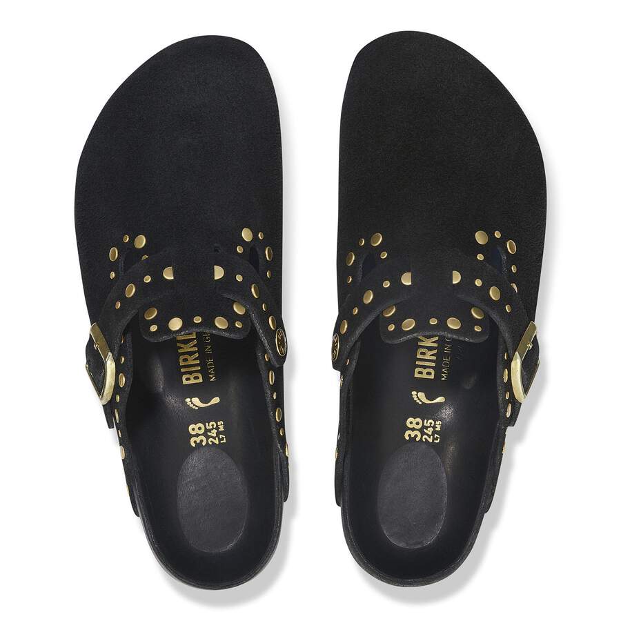 Boston Rivet Suede Leather - Black