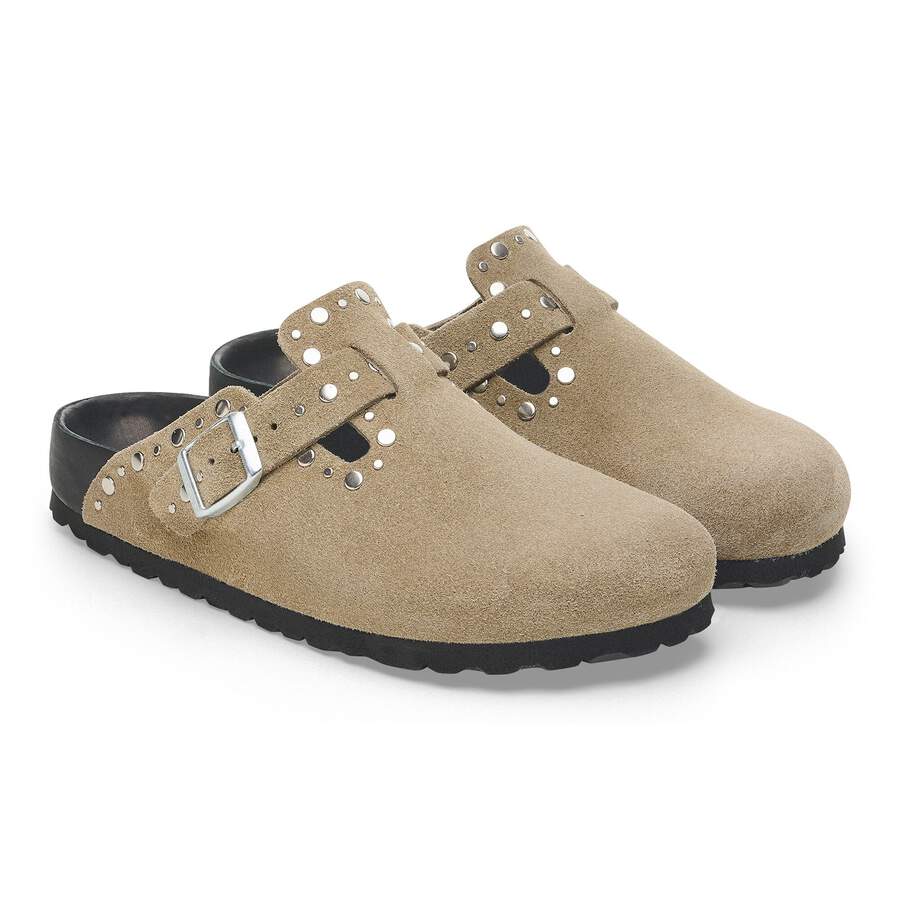 Boston Rivet Suede Leather - Taupe