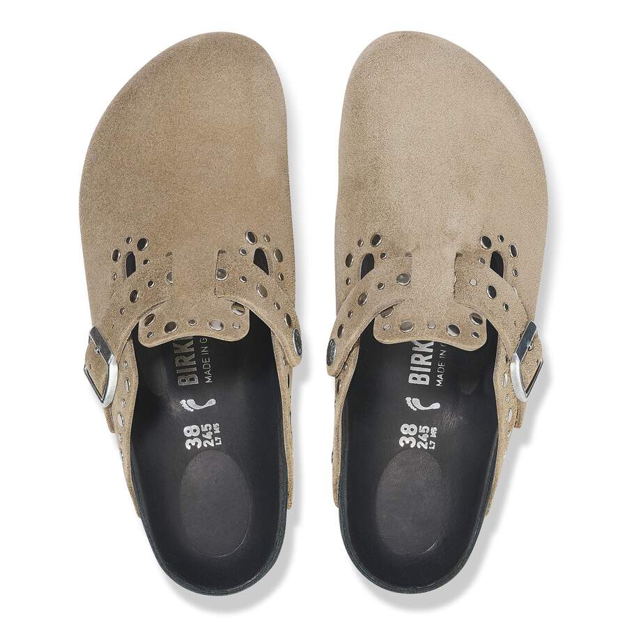 Boston Rivet Suede Leather - Taupe