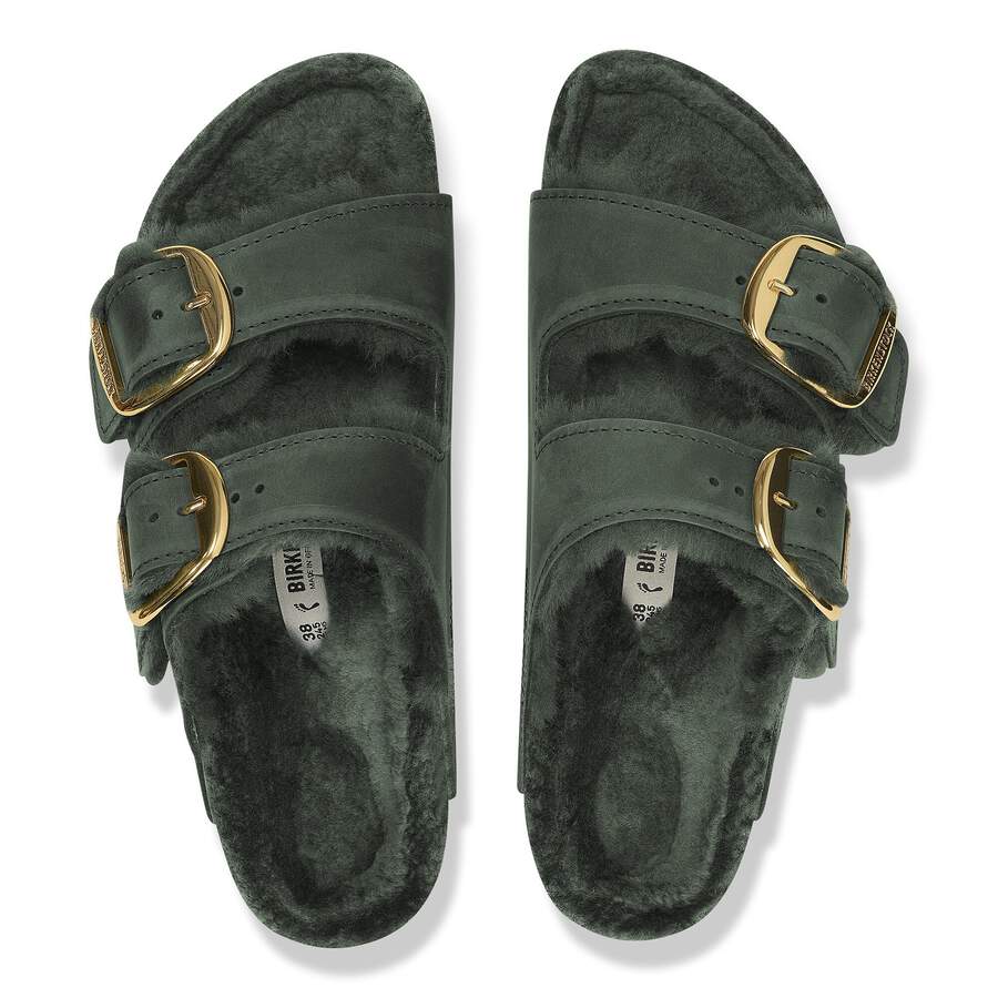 Arizona Big Buckle Shearling Natural Leather Oiled - Thyme
