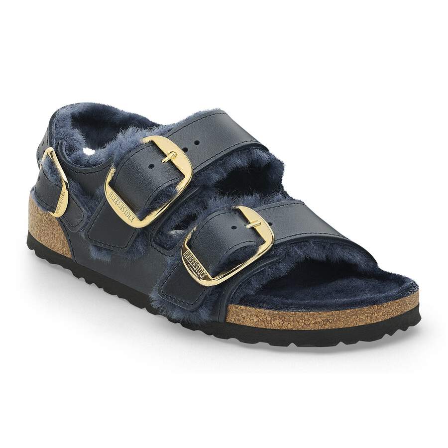 Milano Big Buckle Shearling Natural Leather Oiled - Midnight Blue