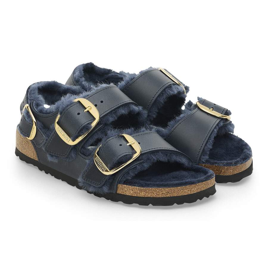 Milano Big Buckle Shearling Natural Leather Oiled - Midnight Blue