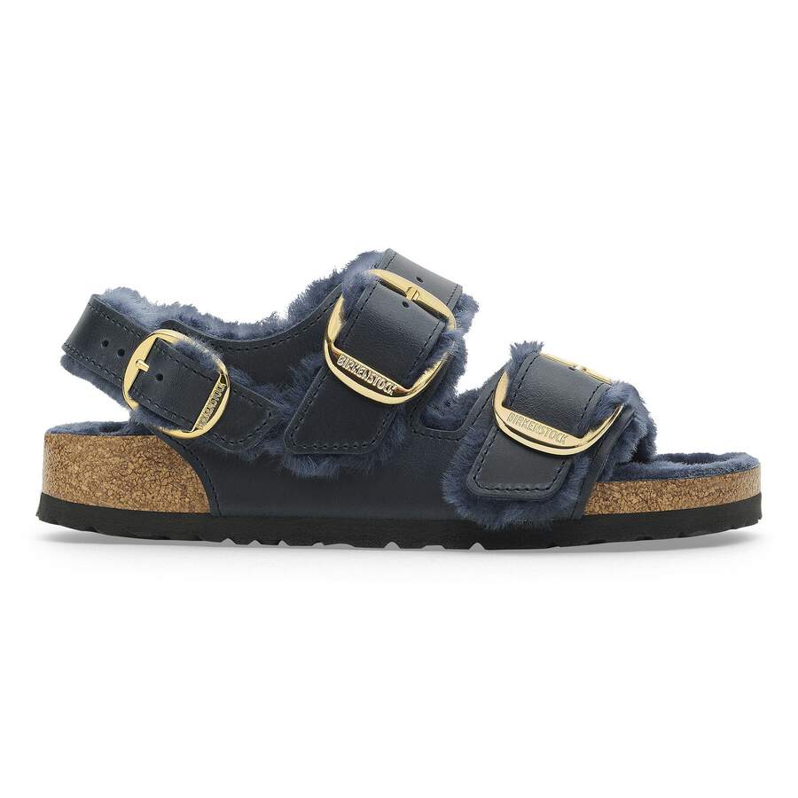 Milano Big Buckle Shearling Natural Leather Oiled - Midnight Blue