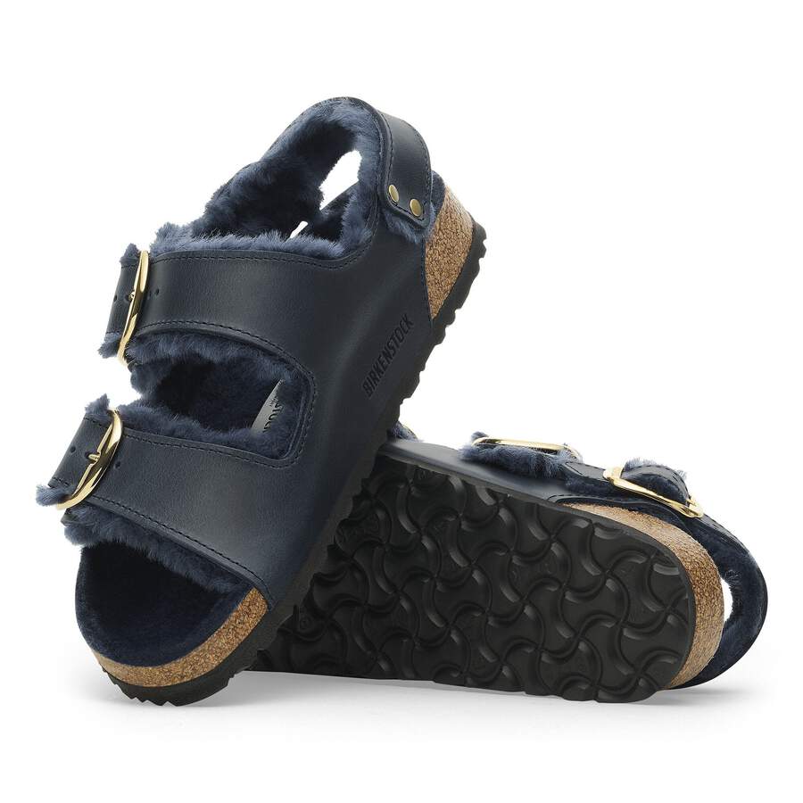 Milano Big Buckle Shearling Natural Leather Oiled - Midnight Blue