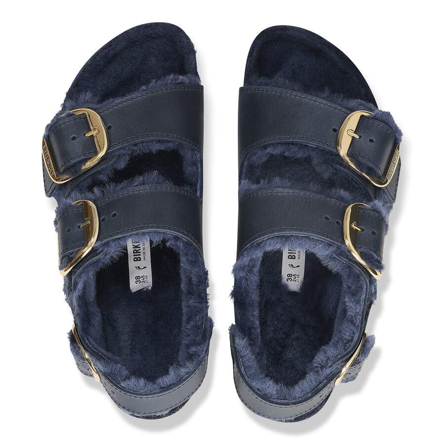 Milano Big Buckle Shearling Natural Leather Oiled - Midnight Blue
