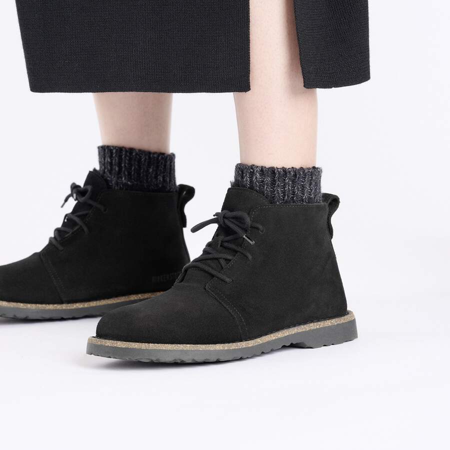 Uppsala Mid Shearling Suede Leather - Black