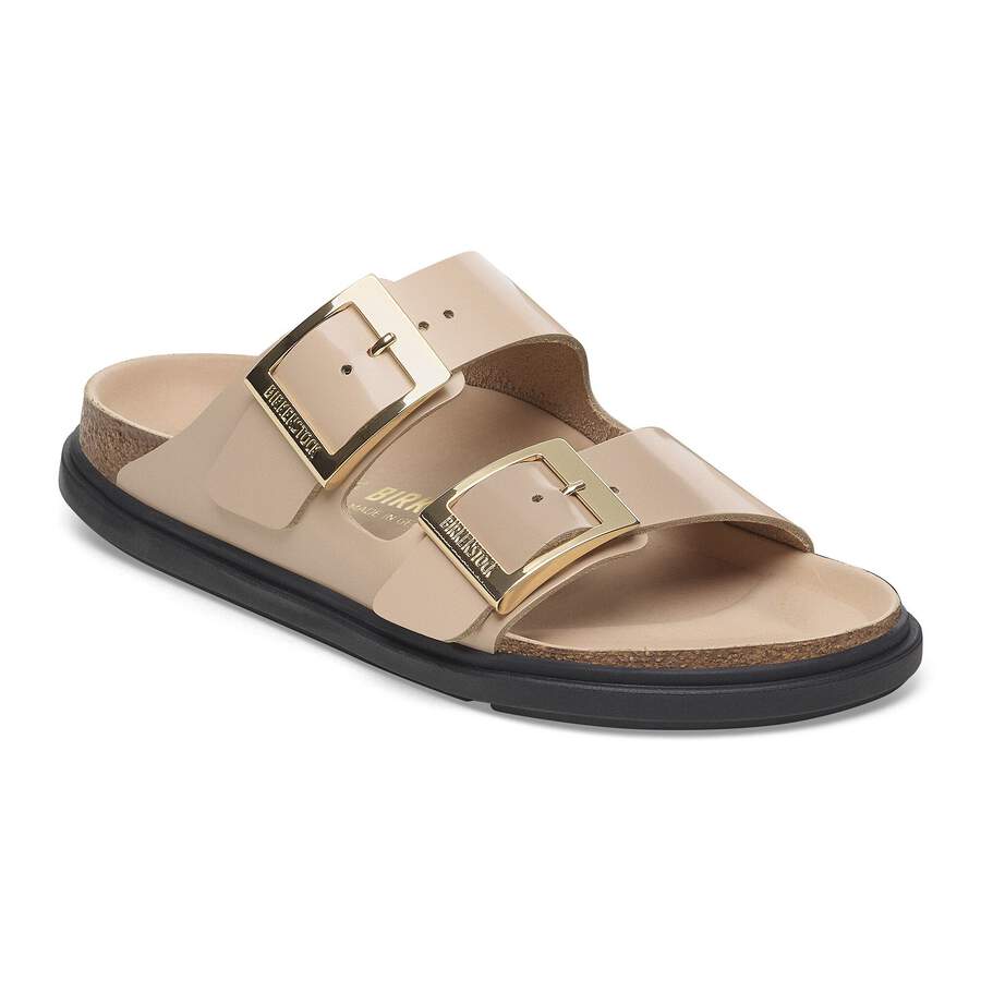 Arizona Droplet Buckle Natural Leather Patent - High Shine New Beige