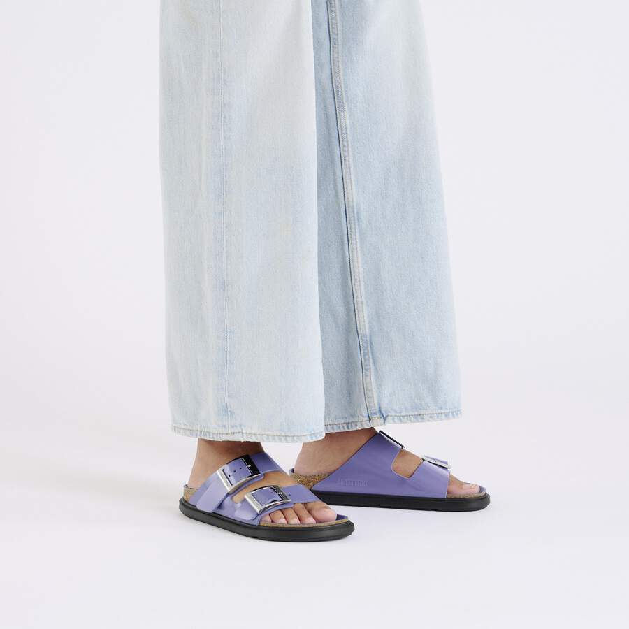 Arizona Droplet Buckle Natural Leather Patent - High Shine Purple Dusk