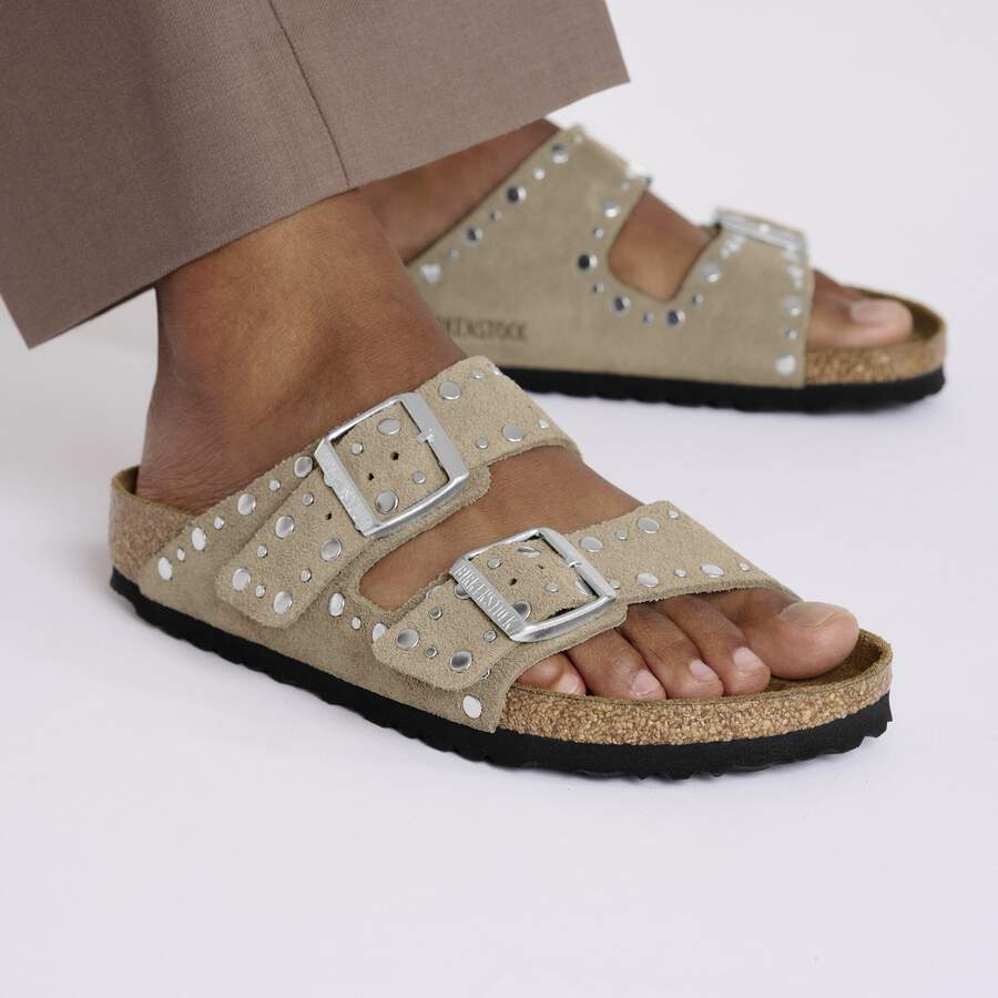 Arizona Rivet Suede Leather - Taupe