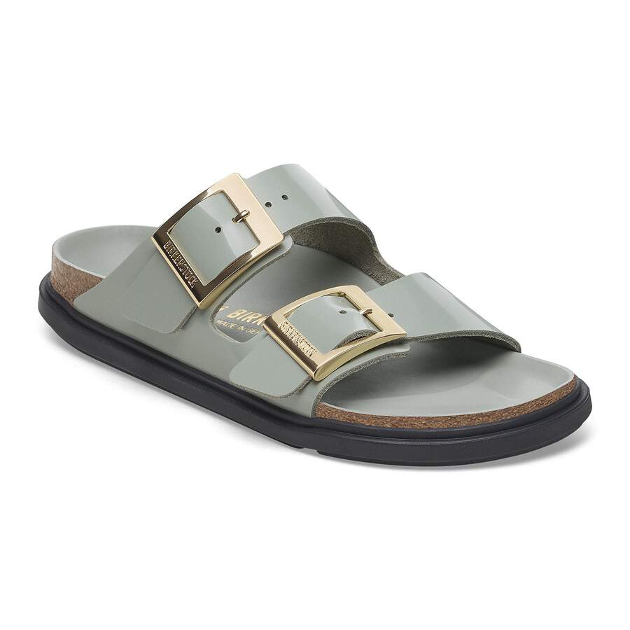 Arizona Droplet Buckle Natural Leather Patent - High Shine Pure Sage