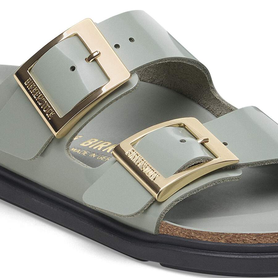 Arizona Droplet Buckle Natural Leather Patent - High Shine Pure Sage