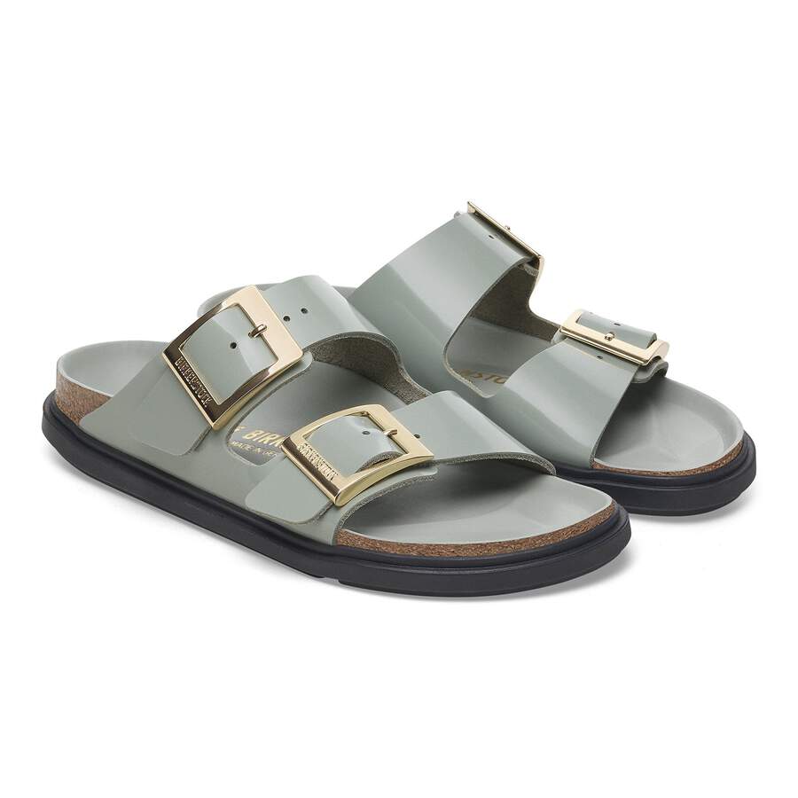 Arizona Droplet Buckle Natural Leather Patent - High Shine Pure Sage